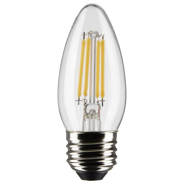 Satco 4 Watt B11 LED Lamp, Clear, Medium Base, 90 CRI, 3000K, 120 Volts, 3PK S21369